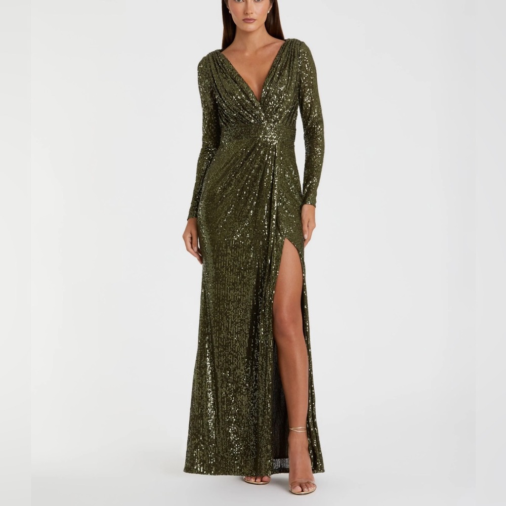 Ieena for Mac Duggal olive green style #26490